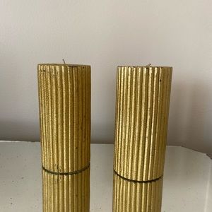 set of 2 gold metallic candles